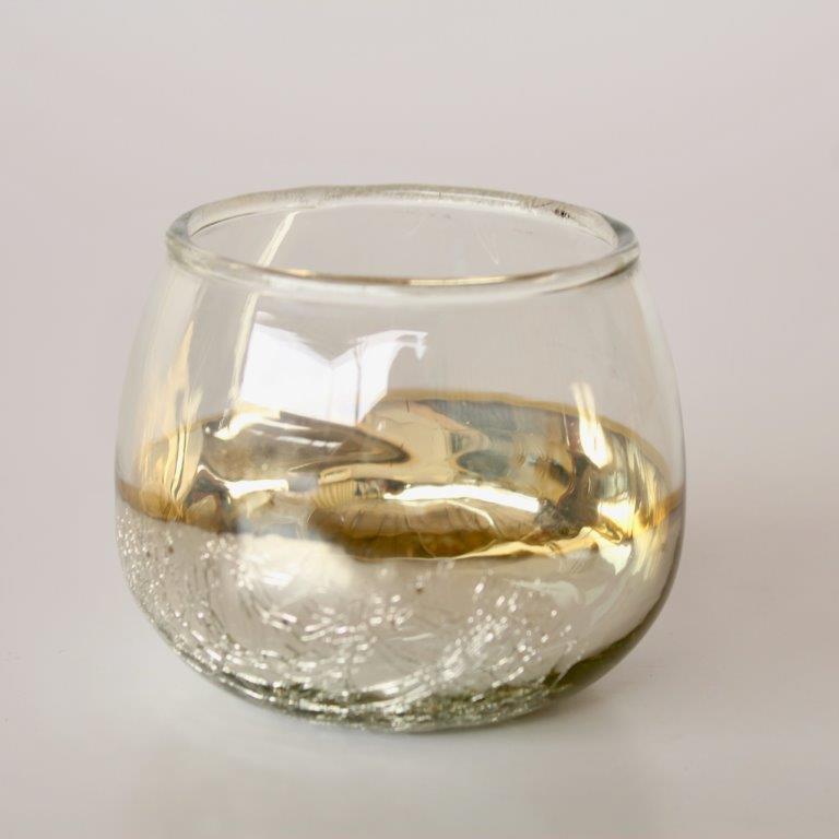 Small Silver & Clear Glass Tea Light Candle Holder